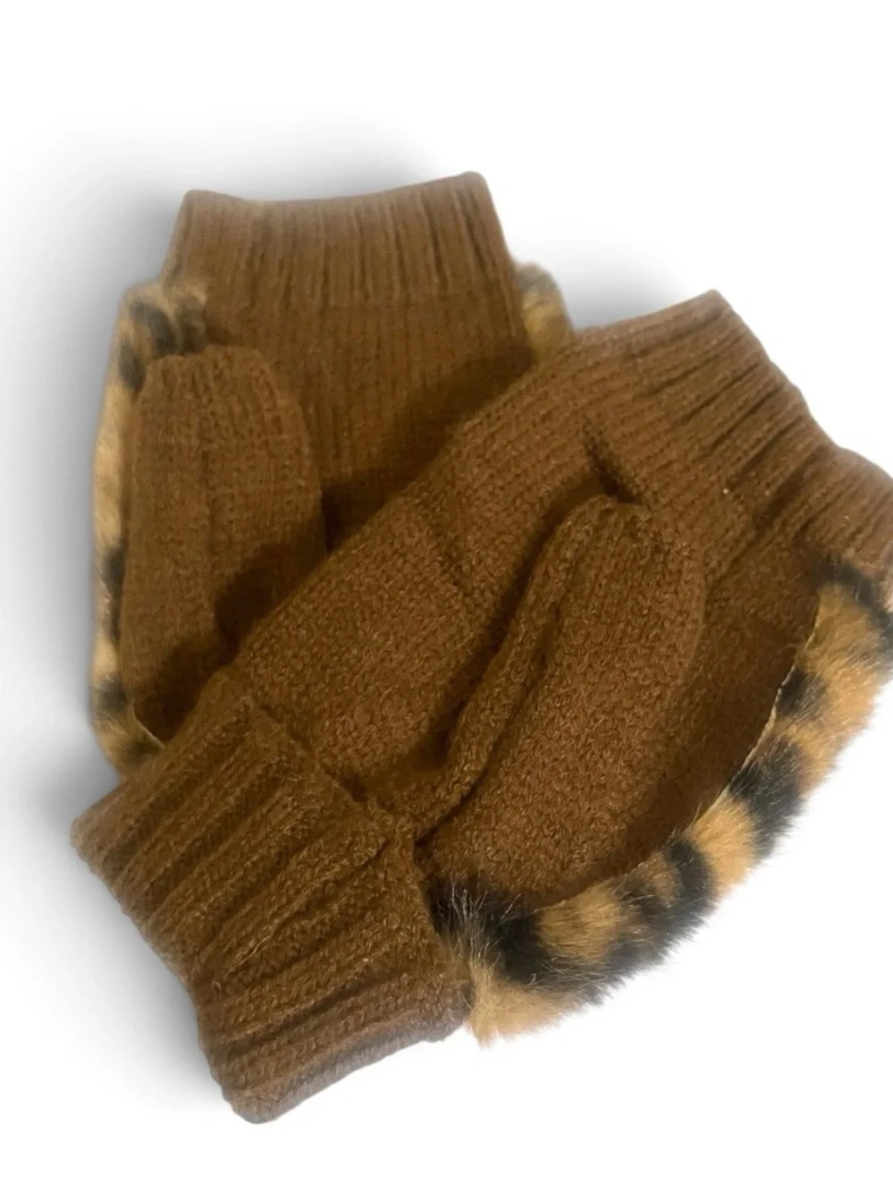 🆕Furry Leopard Print Fingerless Gloves